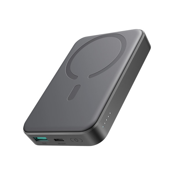 Joyroom JR-W020 MagSafe-kompatible Powerbank 10000 mAh, 20W, inkl. USB-C-Kabel 0,25 m – Schwarz – Produktansicht
