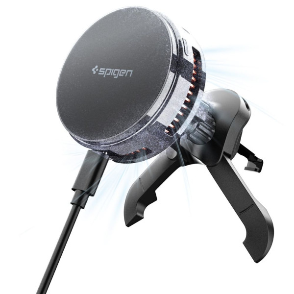 Spigen Essential EV25MFAQ Magnetische MagSafe-Lüftungshalterung fürs Auto – Schwarz – Produktansicht