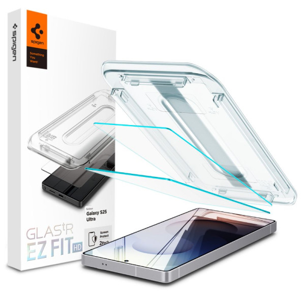 Spigen Glas.tR EZ FIT Panzerglas 2er-Pack für Samsung Galaxy S25 Ultra – transparent – Produktansicht