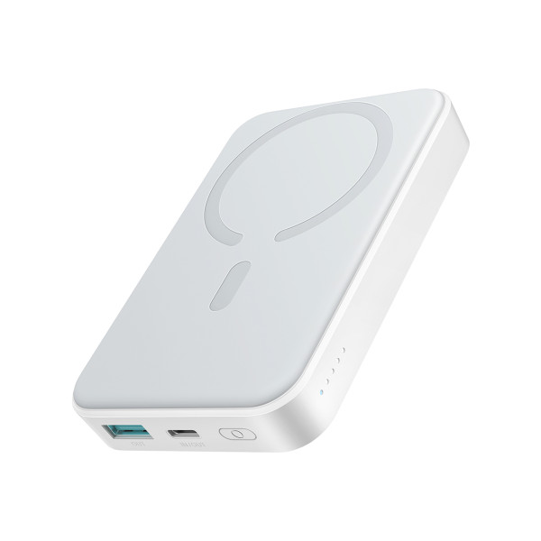 Joyroom JR-W020 MagSafe-kompatible Powerbank 10000 mAh, 20W, inkl. USB-C-Kabel 0,25 m – Weiß – Produktansicht