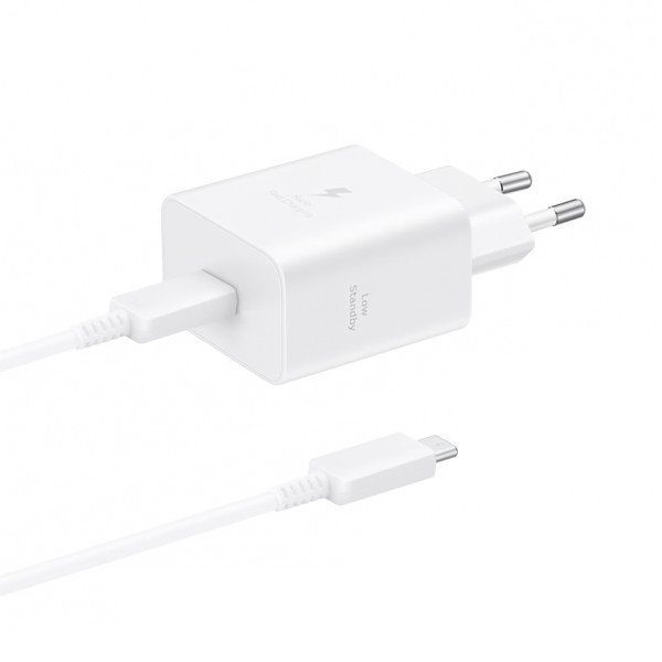 Samsung EP-T4511XWEGEU 45W Schnellladeadapter inkl. USB-C-Kabel – Weiß – Produktansicht