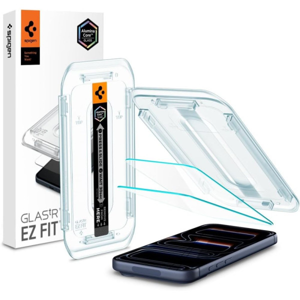Spigen Glas.tR EZ Fit Tempered Glass für iPhone 16 Pro / 17 / 17 Pro – 2 Stk. – Produktansicht