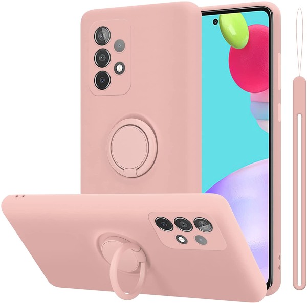 Handyhülle für Samsung Galaxy A52 / A52S 5G mit Ring Halter Ständer Hell Rosa (liquid pink)